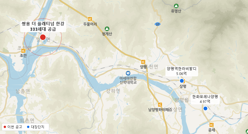 쌍용 더 플래티넘 한강 주변 지도